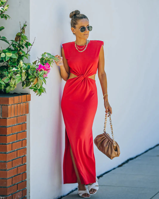 Cut-out Red Dress